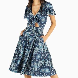 BM Not Actually Tapestry blue rio midi dress
